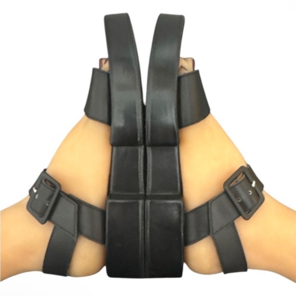 Authentic Robert Clergerie luxury designer black leather platform sandals sz 9 - Picture 8 of 13